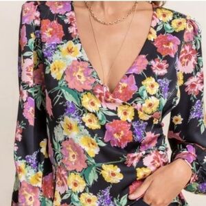 Lush floral print wrap long sleeve top